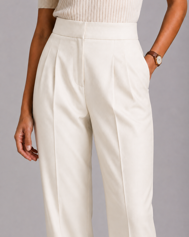 High-Waist Pleated Trousers – Tailored Straight-Leg Formal Pants