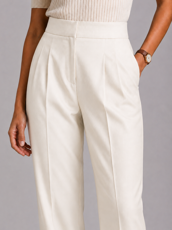 High-Waist Pleated Trousers – Tailored Straight-Leg Formal Pants