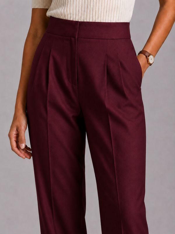 High-Waist Pleated Trousers – Tailored Straight-Leg Formal Pants