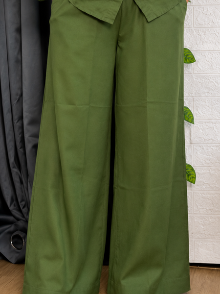 Premium Cotton Co-Ord Set for Women | Relaxed Fit Shirt & Wide Leg Pants