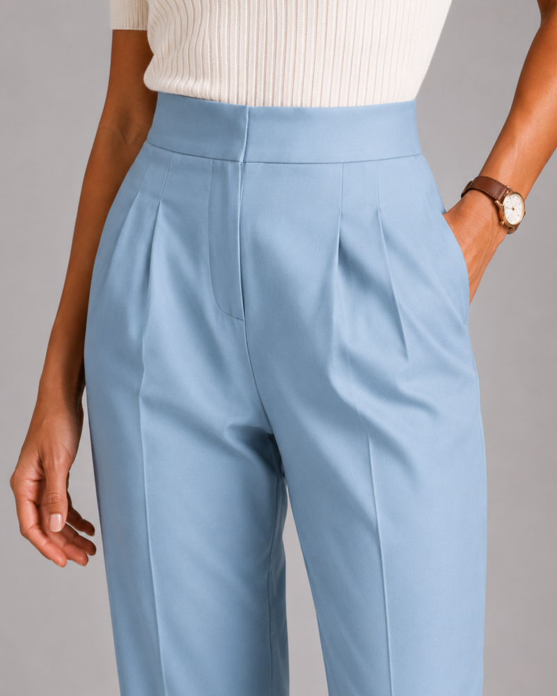 High-Waist Pleated Trousers – Tailored Straight-Leg Formal Pants