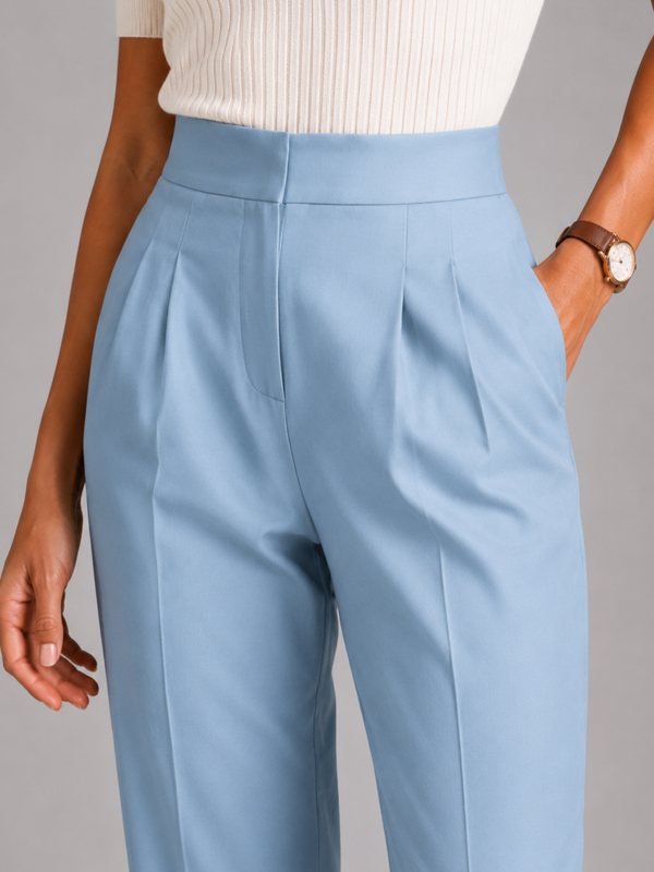 High-Waist Pleated Trousers – Tailored Straight-Leg Formal Pants