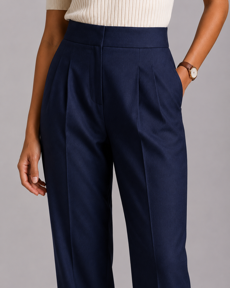 High-Waist Pleated Trousers – Tailored Straight-Leg Formal Pants