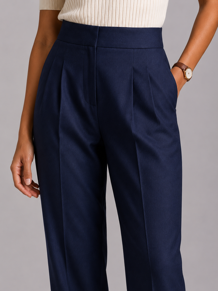 High-Waist Pleated Trousers – Tailored Straight-Leg Formal Pants