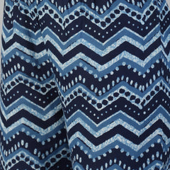 Poshak Hub Women Blue Cotton Printed Front Slit A-Line Kurta with Palazzo