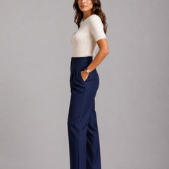 High-Waist Pleated Trousers – Tailored Straight-Leg Formal Pants