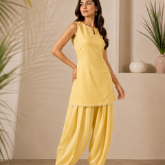 Butter Yellow Farshi Salwar & Kameez Set