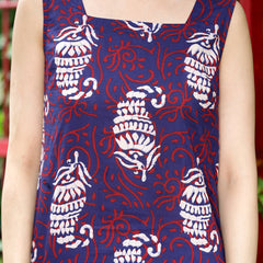 Women Navy Blue & Maroon Ethnic Motifs Printed Straight Kurta with Palazzo & Dupatta (Set of 3)