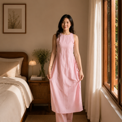 Ivory Grace Sleeveless Cotton Kurta Set