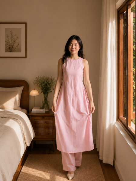 Ivory Grace Sleeveless Cotton Kurta Set