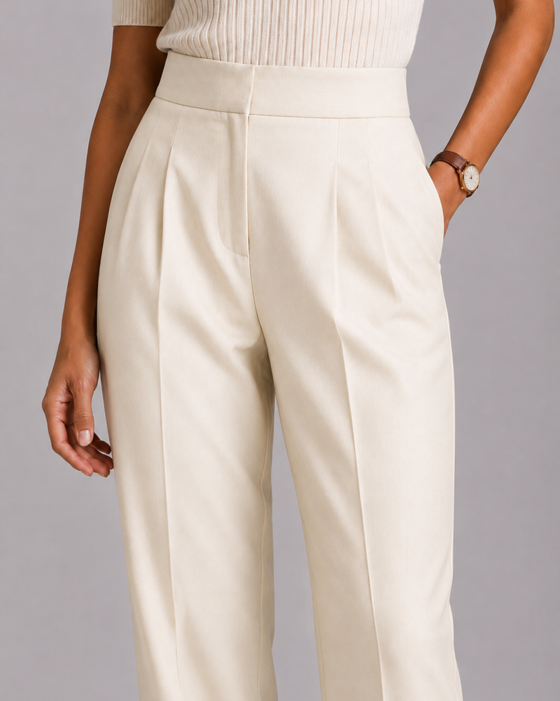 High-Waist Pleated Trousers – Tailored Straight-Leg Formal Pants