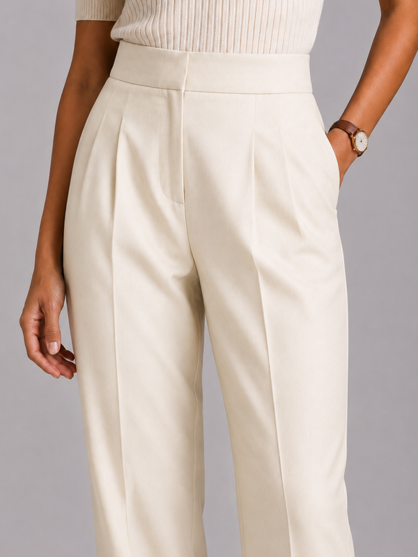 High-Waist Pleated Trousers – Tailored Straight-Leg Formal Pants