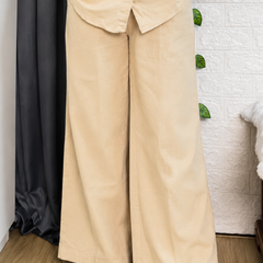 Premium Cotton Co-Ord Set for Women | Relaxed Fit Shirt & Wide Leg Pants