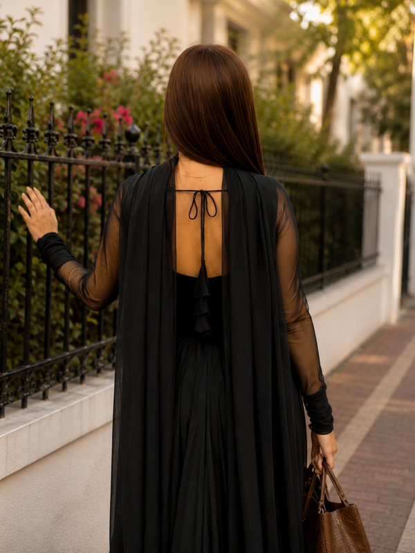 Elegant Black Flared Kurta Set
