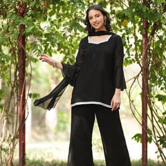 Embellished Kurta with Flared Palazzo Set