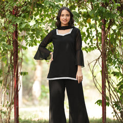 Embellished Kurta with Flared Palazzo Set