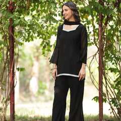 Embellished Kurta with Flared Palazzo Set