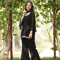 Embellished Kurta with Flared Palazzo Set