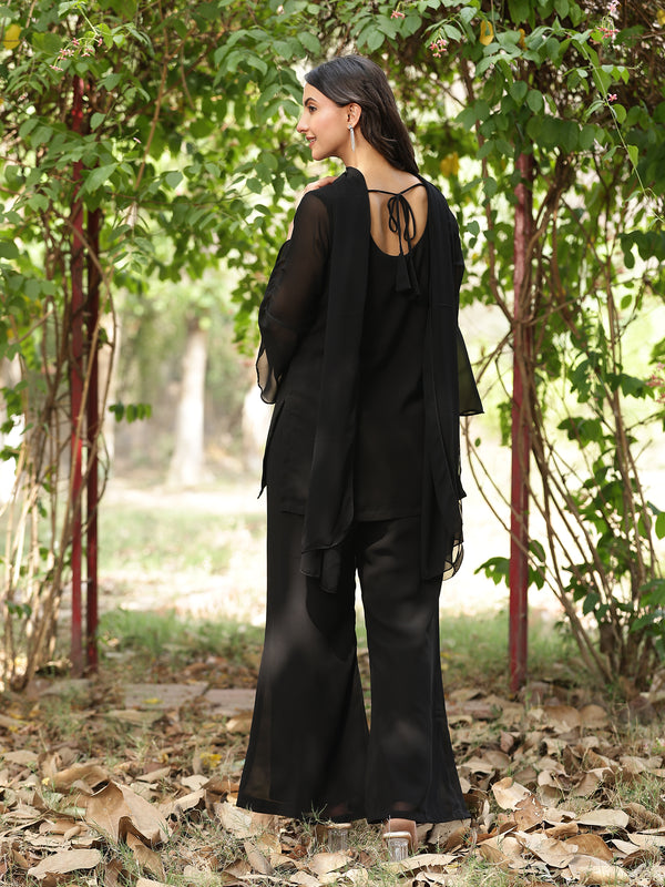 Embellished Kurta with Flared Palazzo Set