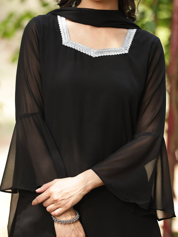 Embellished Kurta with Flared Palazzo Set