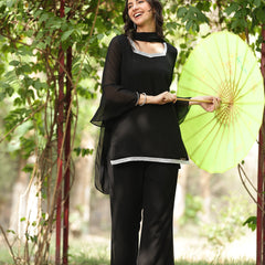 Embellished Kurta with Flared Palazzo Set