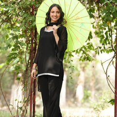 Embellished Kurta with Flared Palazzo Set