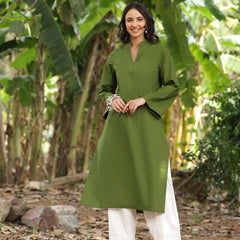 Olive Green Farshi Kurta Palazzo Set