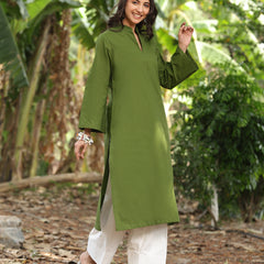 Olive Green Farshi Kurta Palazzo Set