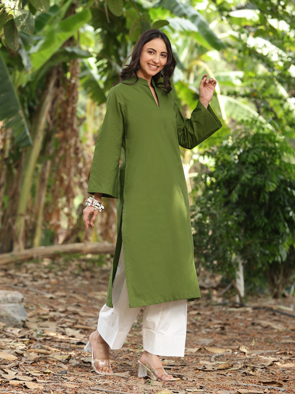 Olive Green Farshi Kurta Palazzo Set