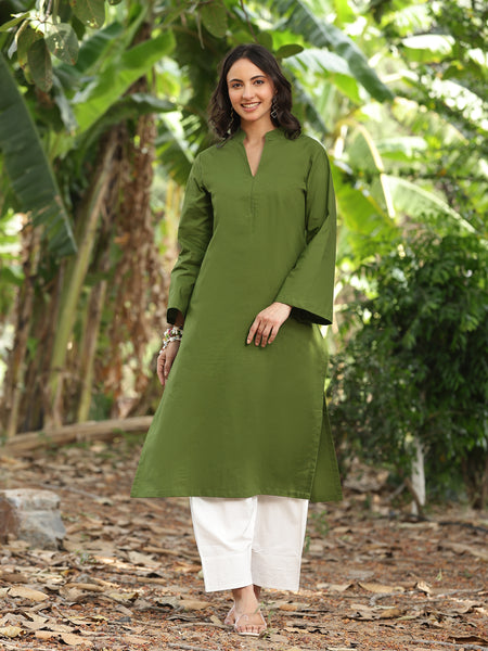 Olive Green Farshi Kurta Palazzo Set
