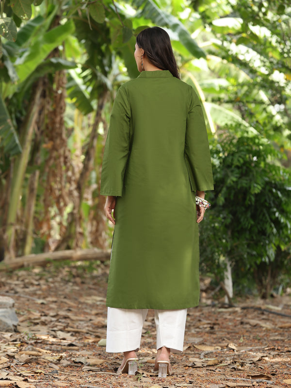 Olive Green Farshi Kurta Palazzo Set