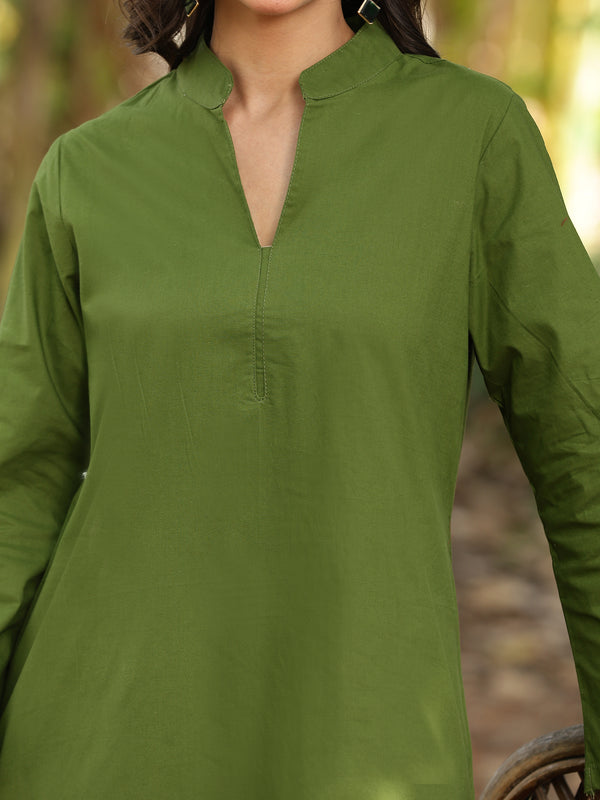 Olive Green Farshi Kurta Palazzo Set