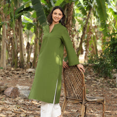 Olive Green Farshi Kurta Palazzo Set