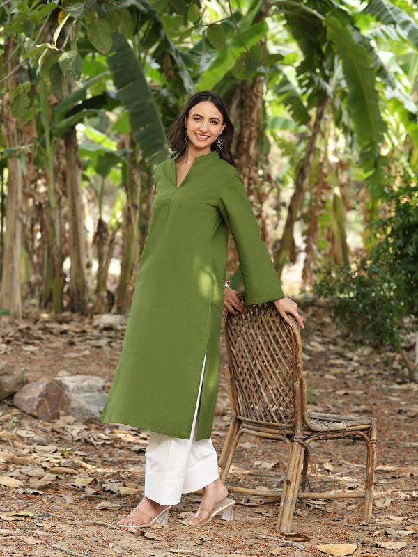Olive Green Farshi Kurta Palazzo Set