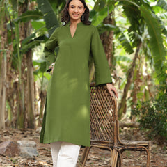 Olive Green Farshi Kurta Palazzo Set