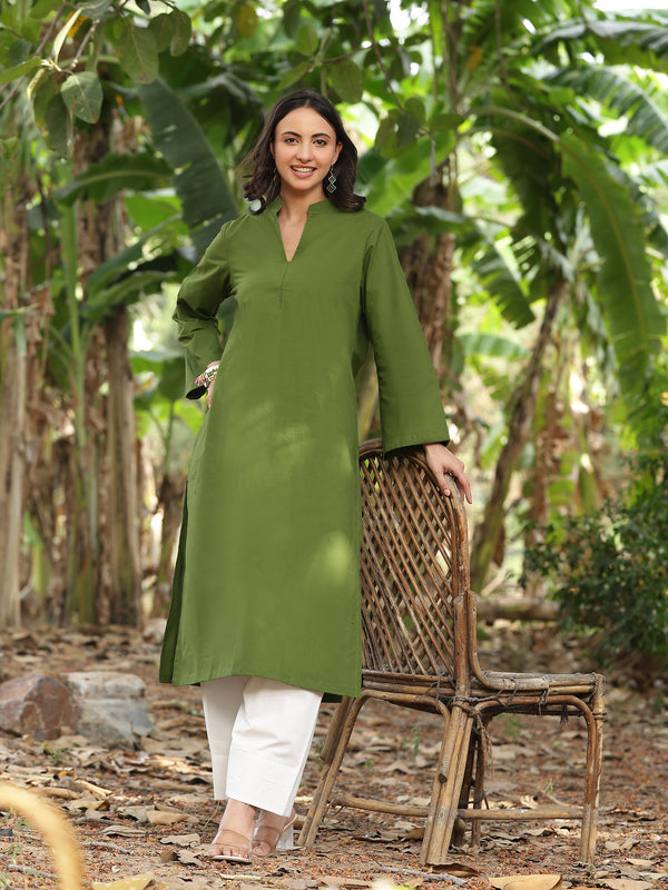 Olive Green Farshi Kurta Palazzo Set
