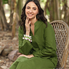 Olive Green Farshi Kurta Palazzo Set