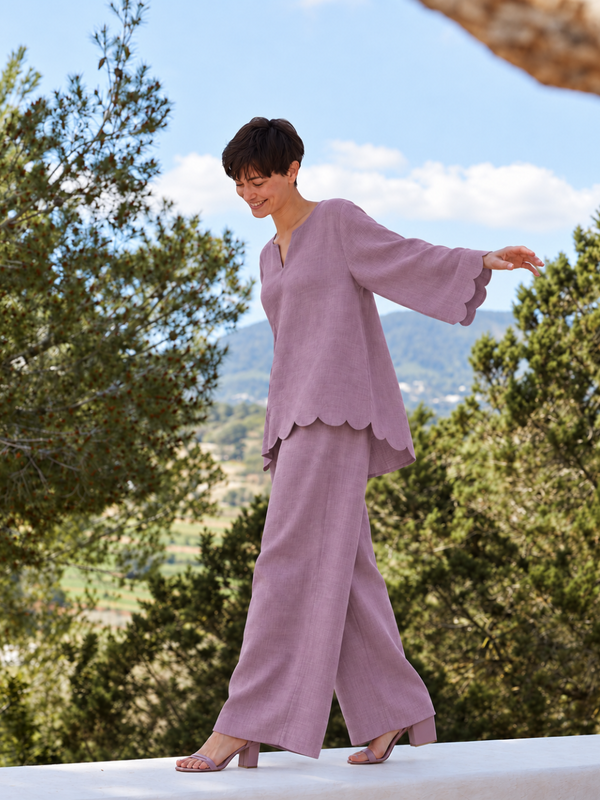 Lavender Scallop-Trim Co-Ord Set