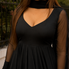Elegant Black Flared Kurta Set