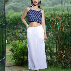 Women Blue Ethnic Printed Shoulder Strap Crop Top