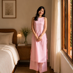 Ivory Grace Sleeveless Cotton Kurta Set