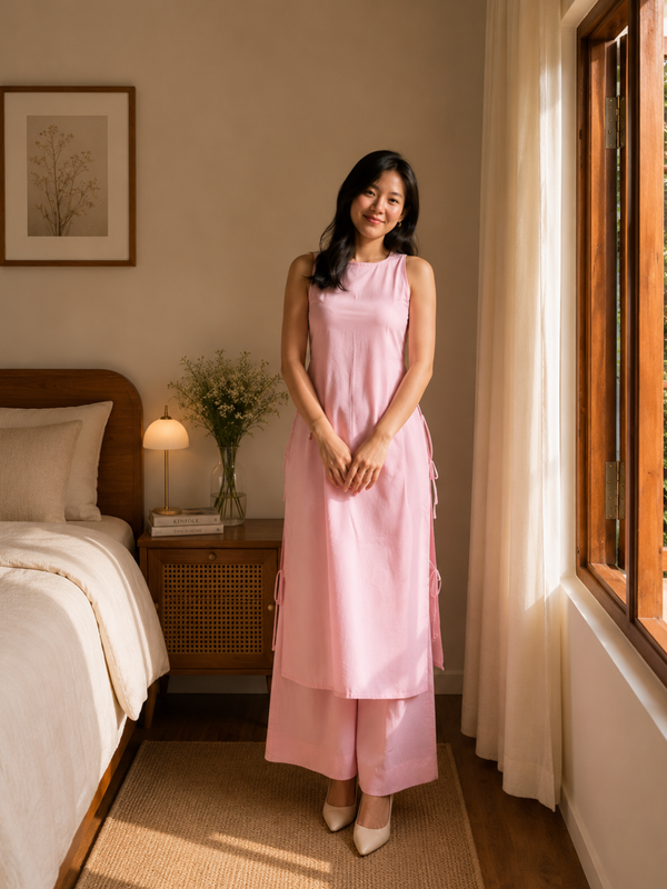 Ivory Grace Sleeveless Cotton Kurta Set