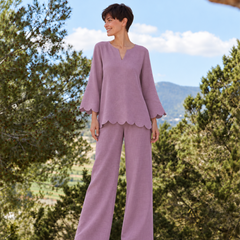 Lavender Scallop-Trim Co-Ord Set