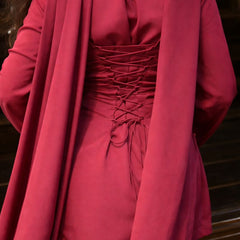 Maroon Kurta with Flared Palazzo Set with Golden Embellished Neckline