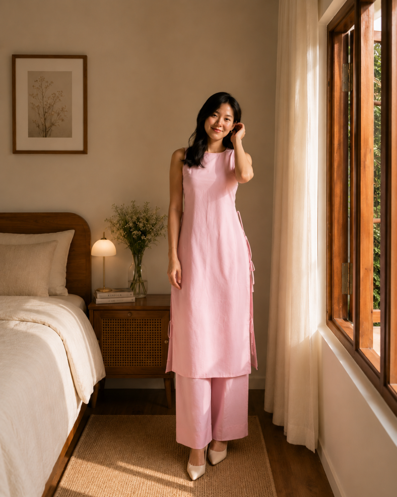Ivory Grace Sleeveless Cotton Kurta Set