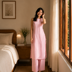 Ivory Grace Sleeveless Cotton Kurta Set