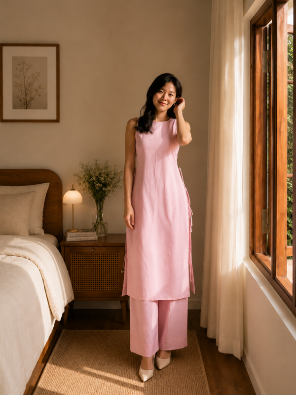 Ivory Grace Sleeveless Cotton Kurta Set