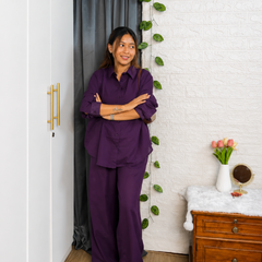 Premium Cotton Co-Ord Set for Women | Relaxed Fit Shirt & Wide Leg Pants