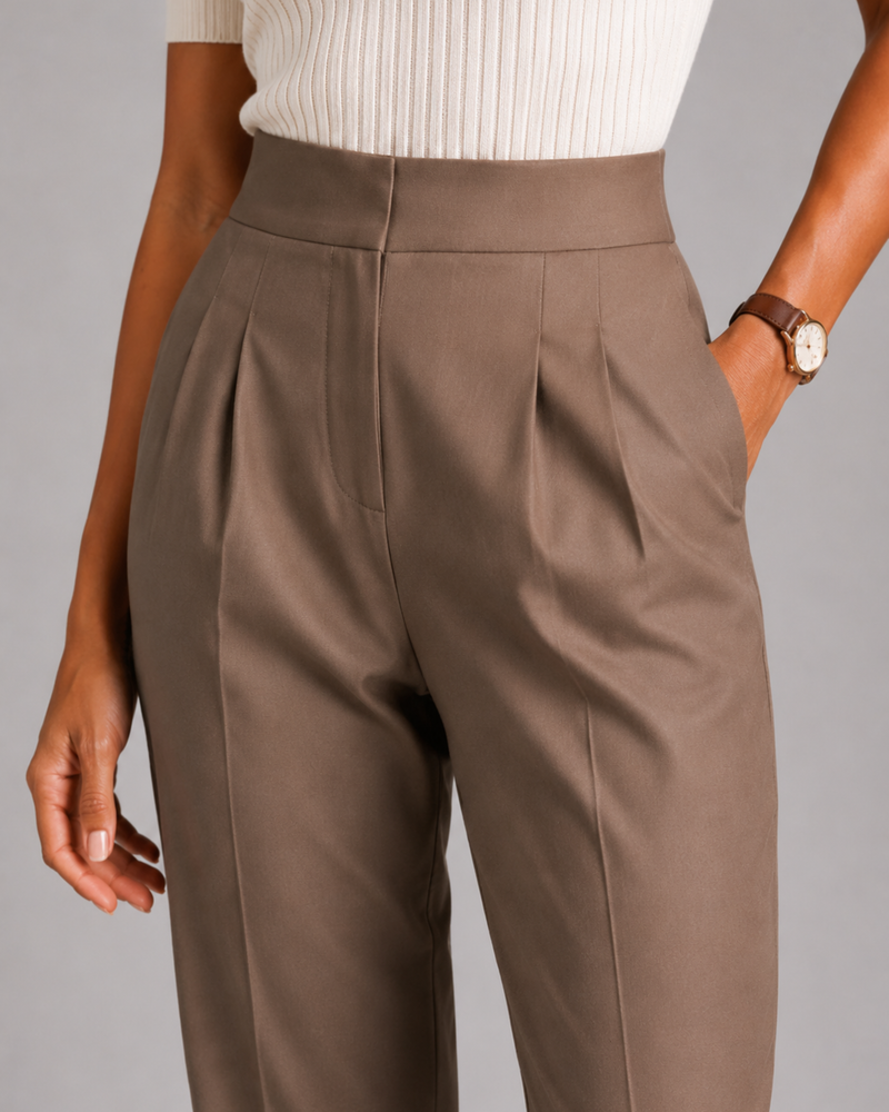 High-Waist Pleated Trousers – Tailored Straight-Leg Formal Pants