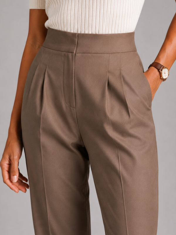 High-Waist Pleated Trousers – Tailored Straight-Leg Formal Pants